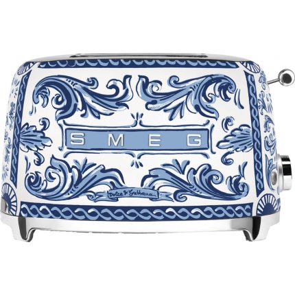 Smeg Tostadora Eléctrica Blu Mediterraneo por Dolce&Gabbana, Estilo Retro Años 50, 950 W, 2 Ranuras para 2 Tostadas, 6 Niveles de Tostado