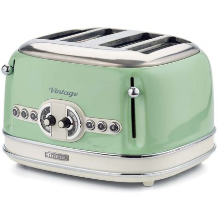 ARIETE Tostadora Eléctrica 8003705114944, 1600 W, 1 Ranura Larga para 4 Rebanadas, Ajuste de Tostado Regulable, Verde