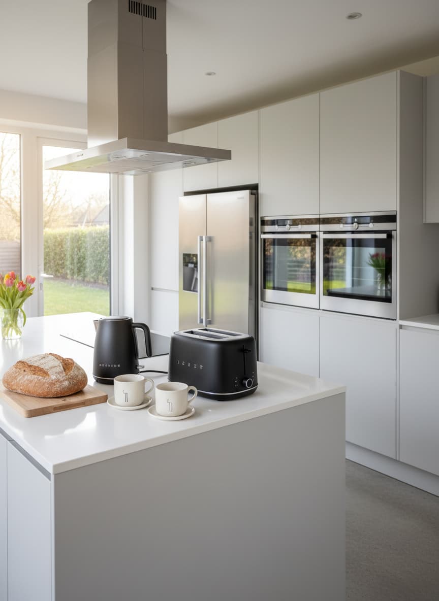 Cocina con tostadora y hervidor eléctricos